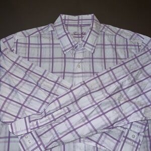 Tasso Elba Lavender Plaid Button Down Shirt